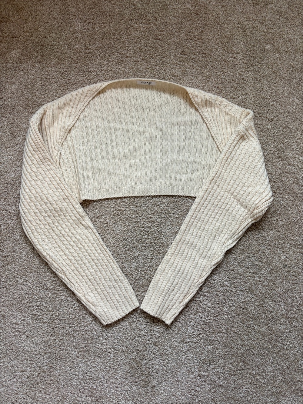 Lewkin Cream Ribbed Shrug
